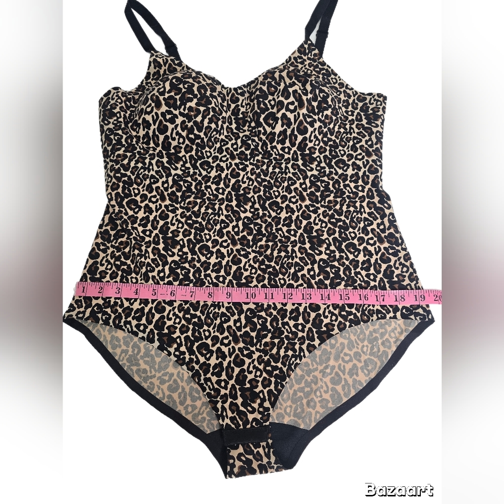 Knix 3X Leopard Print Body Suit w/Built-in Bra Adjustable Straps - One piece